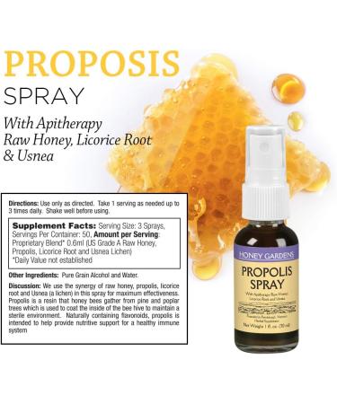 Honey Gardens Propolis Spray 1 Fl Oz (Pack of 2) - Natural Immune Support - Buy Online on GoSupps.com