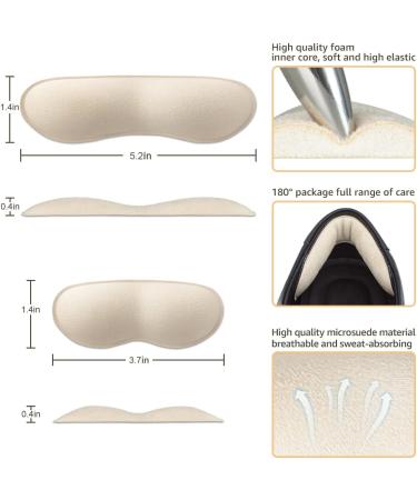 Xshum Heel Inserts 4-Pairs - Prevent Heel Slip and Blister, Shoe Inserts Liners for Loose Shoes, Heel Protectors Cushions - Women and Men (Apricot+Black) - Buy Online on GoSupps.com