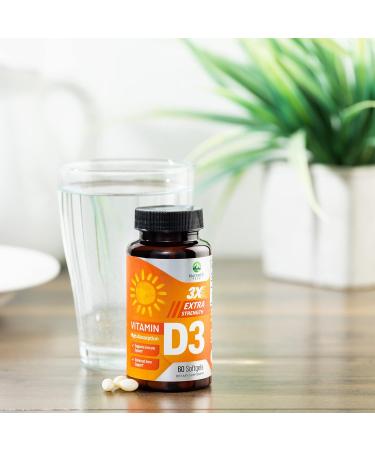 High Potency 5000 IU Vitamin D3 Softgels for Bone, Muscle, and Immune Health - Non-GMO Supplement - 60 Day Supply - Buy Online on GoSupps.com