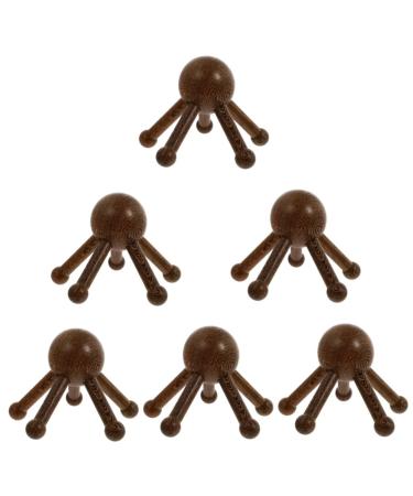 Minkissy 6 pieces five claws massager wooden comb practical scalp massage massage comb Manual scalp massage devices scalp roller wood tools back Thai wood tools head tingling