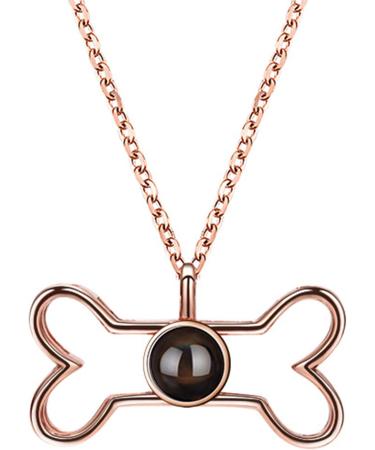 Personalized Dog Paw Print Necklace - 925 Sterling Silver Photo Jewelry | Pet Memory Gifts for Women - Bone & Rose Gold - Buy Online on GoSupps.com
