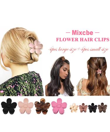8Pcs Flower Claw Clips for Women, Girls, Kids - Matte Non Slip Hair Jaw Clips - Strong Hold Hair Barrettes for Thin/Medium Hair - 8pcs (Large+Small) - Accessories for Thick Hair - Buy Online on GoSupps.com
