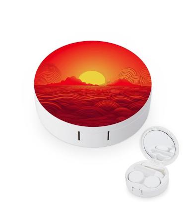 Contact Lens Case Red Sunrise Print Plastic Contact Lens Case contact Lens Care Box ontact Lens Travel Box