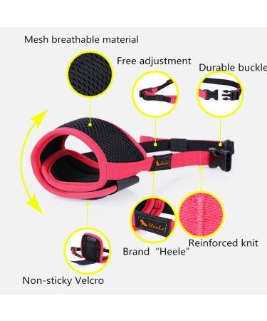 Heele Nylon Dog Muzzle - Adjustable Breathable & Safe for Small to Medium Dogs - Prevents Biting Chewing & Barking (M Red) - Buy Online on GoSupps.com