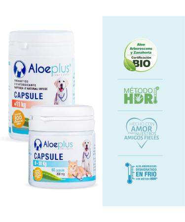 Aloeplus Capsules Dogs 11+ kg - Natural Supplement Based on Organic Italian Aloe arborescens for the Well-being of Dogs from 11 kg - Buy Online on GoSupps.com