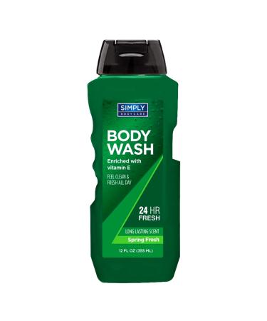 Body Wash 12 Fl oz - Enriched with Vitamin E Feel Clean and Fresh All Day 24 Hrs Fresh Long-Lasting Spring Fresh Scent Gentle and Moisturizing for All Skin Types Pack of 1