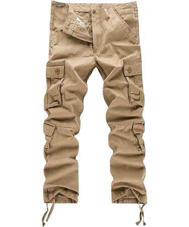 Ronony Men's Cargo Pants - Loose Fit Outdoor Hiking & Trekking Sweatpants | 3XL Khaki - Buy Online on GoSupps.com