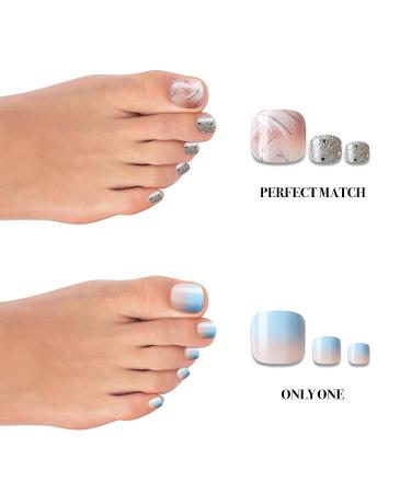 GoldFinger Full Cover Press On Toe Nails Kit with Glue - Pedicure Fake Nails (Perfect Match) - Buy Online on GoSupps.com