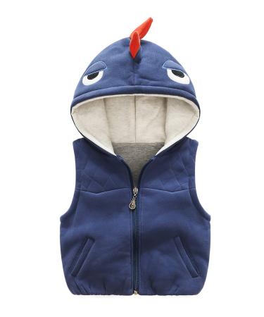 Baby Hooded Gilets Kids Vest Boys Girls Waistcoat Toddler Warm Coat Sleeveless Cute Zipper Jackets Cardigan Outerwear Blue 4-5 Years/3'6