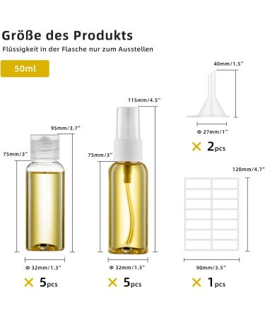 Ysimple Travel Bottles Set - Transparent Plastic Spray Containers for Cosmetics | 50ml Travel Size with Funnel for Air Travel Perfume Shampoo & Lotion - Buy Online on GoSupps.com