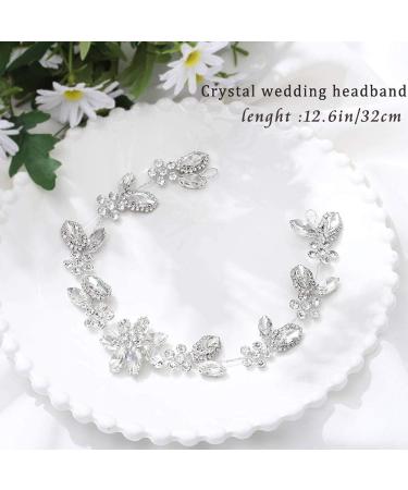 Unsutuo Crystal Bride Wedding Hair Vine - Silver Flower Bridal Headpiece for Women & Girls - Buy Online on GoSupps.com