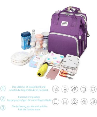 Shop Multifunctional Baby Wrap Bag Backpack - Large Capacity Diaper Backpack with Water-Repellent Design for Travel | Best Diaper Support for Moms & Dads - Violet - Buy Online on GoSupps.com