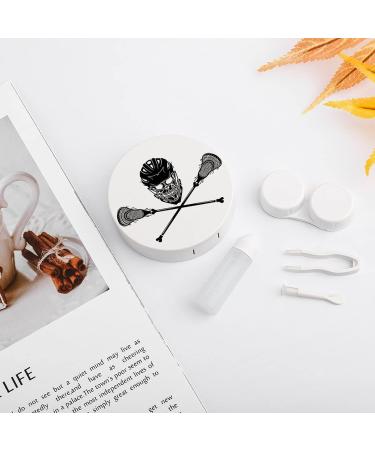 Black Lacrosse Round Case For Contact Lens Kit Storage Box with Mirror Printed - Buy Online on GoSupps.com