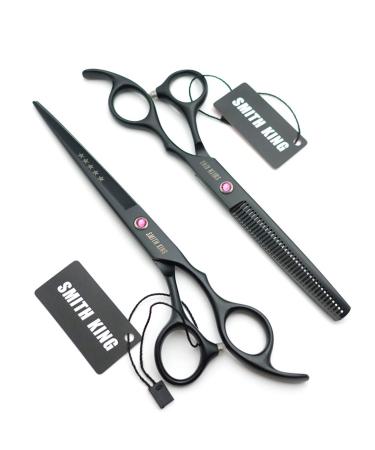 Professional 7.0 Inch Hair Cutting Thinning Scissors Set with Razor - Black - Buy Online on GoSupps.com