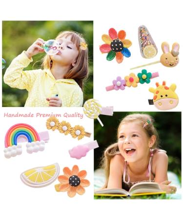 28 Trendy Hair Clips Set | Colorful Floral & Fruit Accessories for Girls | Cute Non-Slip Metal Clips - Buy Online on GoSupps.com