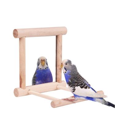 Bird Mirror, Bird Swing Parrot Cage Toys Swing Hanging Play with Mirror for Small Birds Greys Parakeet Cockatoo Cockatiel Conure Lovebirds Canaries Little Macaw African Parrot 1pc