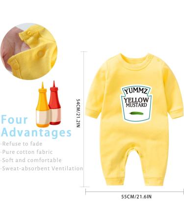 Culbutomind Baby Twins Bodysuit | Ketchup Mustard Newborn Outfits | Unisex Romper | Infant Jumpsuit | Multicolored | 3-9 Months - Buy Online on GoSupps.com