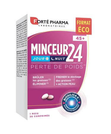 Forté Pharma - Slimming 24 45+ | Slimming Supplement for Women 45+ - Elimination - Fat Burning | Collagen, Vitamin B, Horsetail, Chili, Zinc, Chromium | 56 Tablets