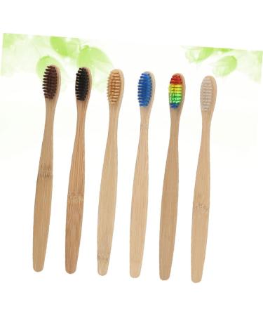 Soft Bristle Toothbrush Set - 6 Pack Wooden Travel Toothbrushes | Eco-Friendly & Gentle Cleaning - Buy Online on GoSupps.com