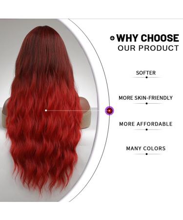 Esmee Ombre Red Long Wavy Synthetic Wig - 28 Inches | Heat Resistant for Daily & Cosplay Use - Buy Online on GoSupps.com