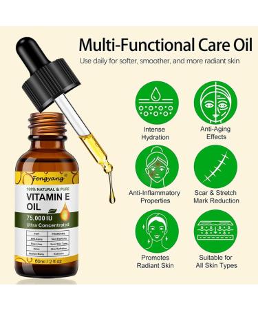 Fengyang Vitamin E Oil for Skin Huile De Vitamine E 75 000 Ui R duire Les Lignes Fines Et Les Cicatrices Pour Les Cicatrices Et les Vergetures - Buy Online on GoSupps.com