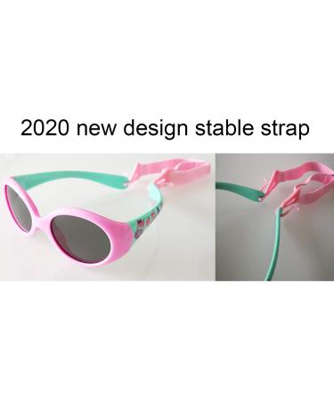 FOURCHEN Polarized Toddler Sunglasses with Strap | 100% UV Proof, Flexible & Stylish | Pink-Green Kids Sunglasses - Buy Online on GoSupps.com
