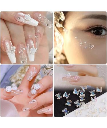 3D Nail Art Charms Butterfly Bowknot Flower Rhinestones Nail Charms Luxury Nail Pearls Crystal Nail Art Gems DIY Nail Decorations Multi Shape Nail Jewelry Nail Art Accessories for Party Wedding - Buy Online on GoSupps.com