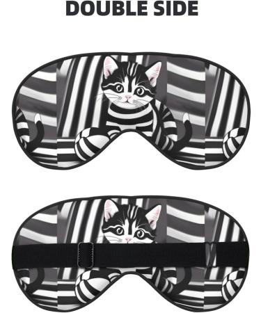 Black and White Striped Unisex Adjustable Buckle Sleep Mask | Perfect for Home Travel & Yoga | International Shipping Available - Buy Online on GoSupps.com