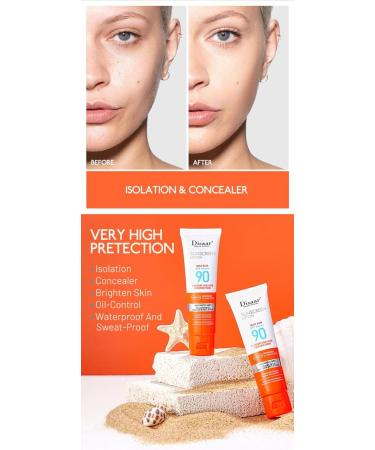 Tinted Sunscreen SPF 90 - Ultra-Light Fluid Broad Spectrum Face Sunscreen with Vitamin E & Niacinamide - Oil-Free Formula for UVA and UVB Protection - 1PC - Buy Online on GoSupps.com