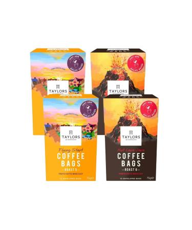 Ground Coffee Bundle Containing Taylors Of Harrogate Flying Start 75g 2pk & Hot Lava Java Coffee Bags 75g 2pk (4 Pack)