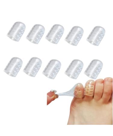 Aopukidor 10PCS Silicone Anti-Friction Toe Protector Clear Breathable Silicone Toe Caps Toe Sleeve Protectors for Corns Blisters and Pain Relief