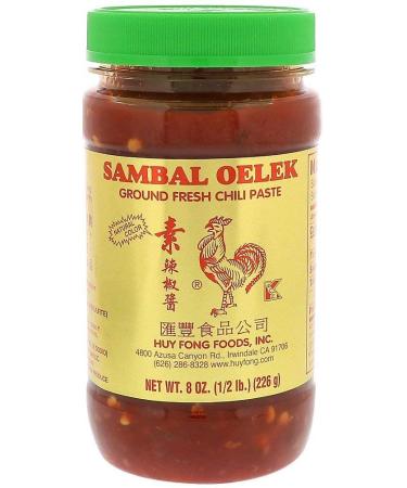 Sambal Oelek 06107 Ground Fresh Chili Paste 8 Oz, Made of Chilies with No Other Additives Such as Garlic or Spices for a More Simpler Taste Sambal 8 Ounce (Pack of 1)