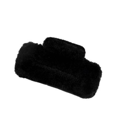 Hair Shark Clip Elegant Hair Grip Women Large Hair Claw Soft Plush Rectangle Hair Clip Anti-slip Design Hair Pin Headwear Hair Styling Tool Black