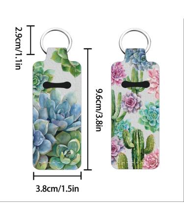 FREEBLOSS 2 Pack Lip Balm Holder Keychain - Succulent Plants Pattern | Perfect Chapstick & Lip Gloss Holders | Ideal Gift for Women & Friends - Buy Online on GoSupps.com