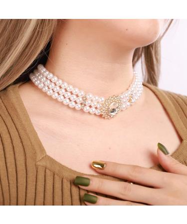 Vintage 1920s Pearl Necklace with Crystal Beads - Bridal Multi Layer Jewelry for Women & Girls - Buy Online on GoSupps.com