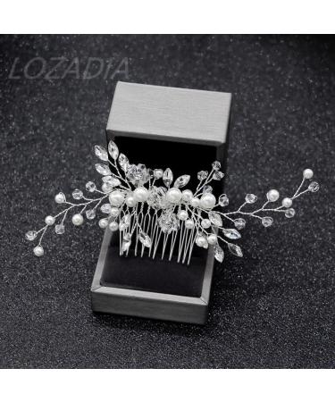 Silver Bridal Flower Side Hair Clip with Pearls - Wedding Headpiece for Brides & Bridesmaids - Buy Online on GoSupps.com