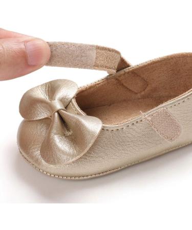 LACOFIA Baby Girls Anti-Slip Bowknot Mary Jane Shoes | 12-18 Months | Gold - Buy Online on GoSupps.com