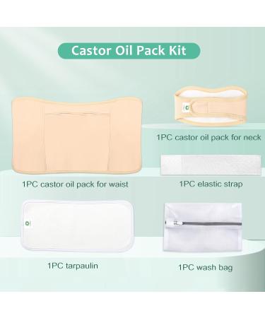 Organic Castor Oil Pack Set for Liver Detox & Thyroid Support | Reusable Cotton Flannel Compresses | 5-Pack for Stomach Waist & Neck Relief - Buy Online on GoSupps.com