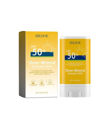 Sheer Mineral Sunscreen Stick for Face & Body, SPF 50+, Waterproof Sunscreen, Mineral Sunscreen, Natural Sunscreen no Chemicals, Sunscreen Sun Cream Stick Sun Protection (1PC)