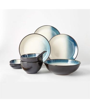 Dinner Plates Ceramic Dinnerware Set 10 Piece Round Plates Simple and Elegant Dinner Plates Set Service for 2 Plates Kitchenware