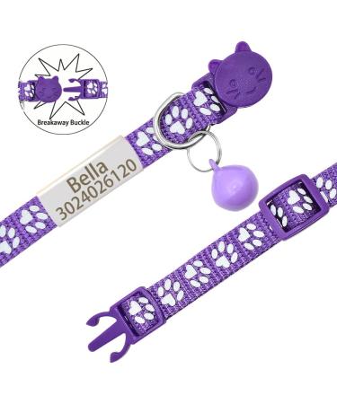 Senristar Personalised 2 Pack Reflective Cat Collar Custom Breakaway Cat Collars with Name Tag and Bell Anti-Lost Nameplate Cat Collar for Girls & Boys (Purple fit 8''-11.0'') fit 8''-11.0'' Purple - Buy Online on GoSupps.com