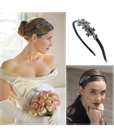 2 Pack Rhinestone Crystal Headband Set for Women - Vintage Butterfly & Flower Hair Accessories | Sparkly Beaded Hair Hoops Jewelry - Perfect for Parties - Buy Online on GoSupps.com
