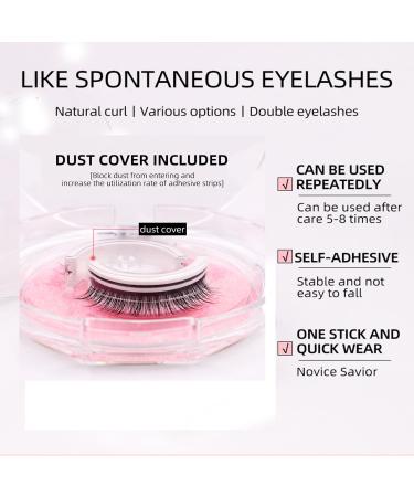 Self Adhesive Eyelashes - 2 Pcs Reusable No Glue False Lashes + 10 Transparent Waterproof Strips for Natural Look - Easy Application w08-T - Buy Online on GoSupps.com