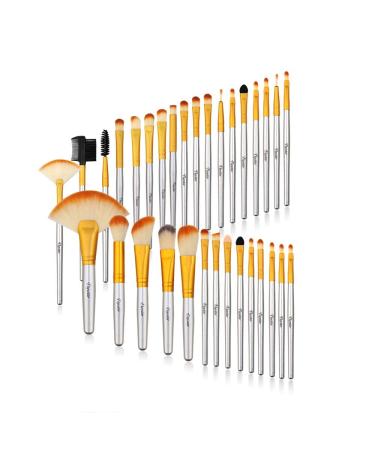Bright Yellow Makeup Brushes Set - Professional Cosmetic Brush Set with Travel Bag, Cruelty-Free Fibers - Buy Online on GoSupps.com