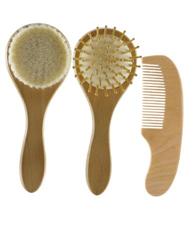 Toyvian 1 Set Wool Brush Set Hair Brush Set Baby Brush Set for Newborns Toddler Brush Hair Comb Baby Beech Soft Fur