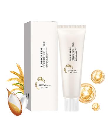 Rice Probiotics Sunscreen SPF 50 Organic Face Sunscreen Lotion Medium Sun Protection Immediate UVA/UVB Protection PA++++ for Face Body (1)