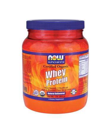 Now Foods Whey Protein Natural Unflavored Organic - 1 lb. 2 Pack