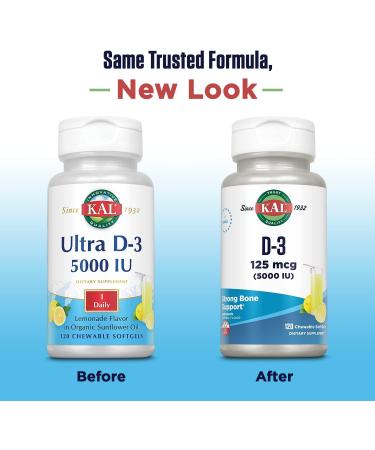 KAL 5000 IU Ultra D-3 Lemonade Tablets 120 Count - Pack of 1 - Buy Online on GoSupps.com