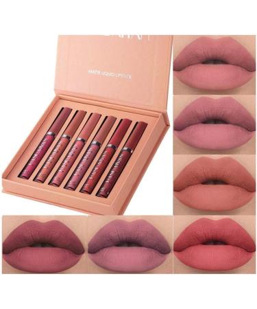 6-Piece Matte Nude Lipstick Set | Waterproof & Non-Stick Liquid Gloss for Beginners - Buy Online on GoSupps.com