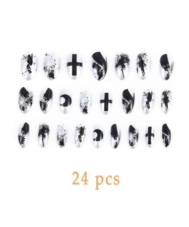 Shop Sethain Shiny Punk Wrong Nails Tips - 24pc Silver Moon Cross Press-On Nails for Women & Girls - International Shipping Available - Buy Online on GoSupps.com